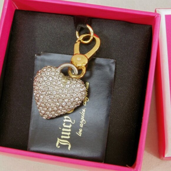 New Juicy Couture Puffed Pave Crystal Heart Charm YJRUSC42 With Original Box - Picture 2 of 4